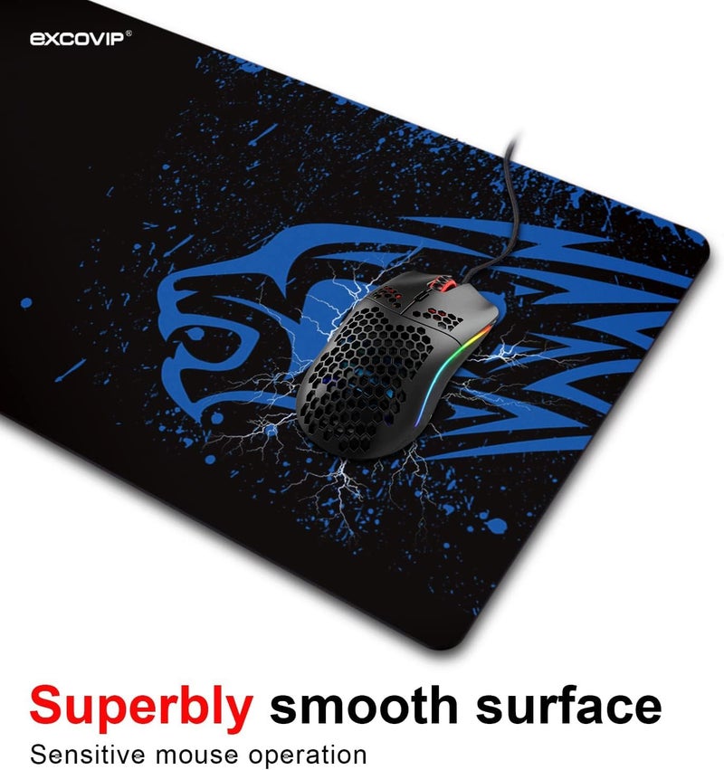 KRESHU Leopard Non-Slip Rubber Base Mouse Mat 700 * 300 * 2mm Large Size Table Mat Stitched Edge Mousepad Gaming Mat Desk Mat Suitable for PC, Computer, Laptop (Blue Leopard, 1-Pcs) - Image 4