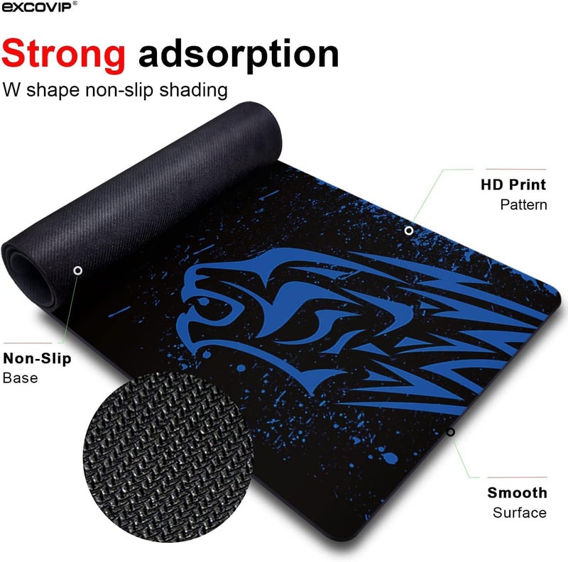 KRESHU Leopard Non-Slip Rubber Base Mouse Mat 700 * 300 * 2mm Large Size Table Mat Stitched Edge Mousepad Gaming Mat Desk Mat Suitable for PC, Computer, Laptop (Blue Leopard, 1-Pcs) - Image 3