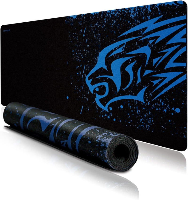 KRESHU Leopard Non-Slip Rubber Base Mouse Mat 700 * 300 * 2mm Large Size Table Mat Stitched Edge Mousepad Gaming Mat Desk Mat Suitable for PC, Computer, Laptop (Blue Leopard, 1-Pcs) - Image 1
