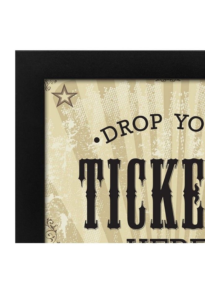 Americanflat - 7X9" Drop Your Tickets Here' Decorative Memento Memory Ticket Shadowbox Frame With Toploading Slot For Sports Concert Movie Stub Travel Keepsake. Polished Glass Front Black - Image 1