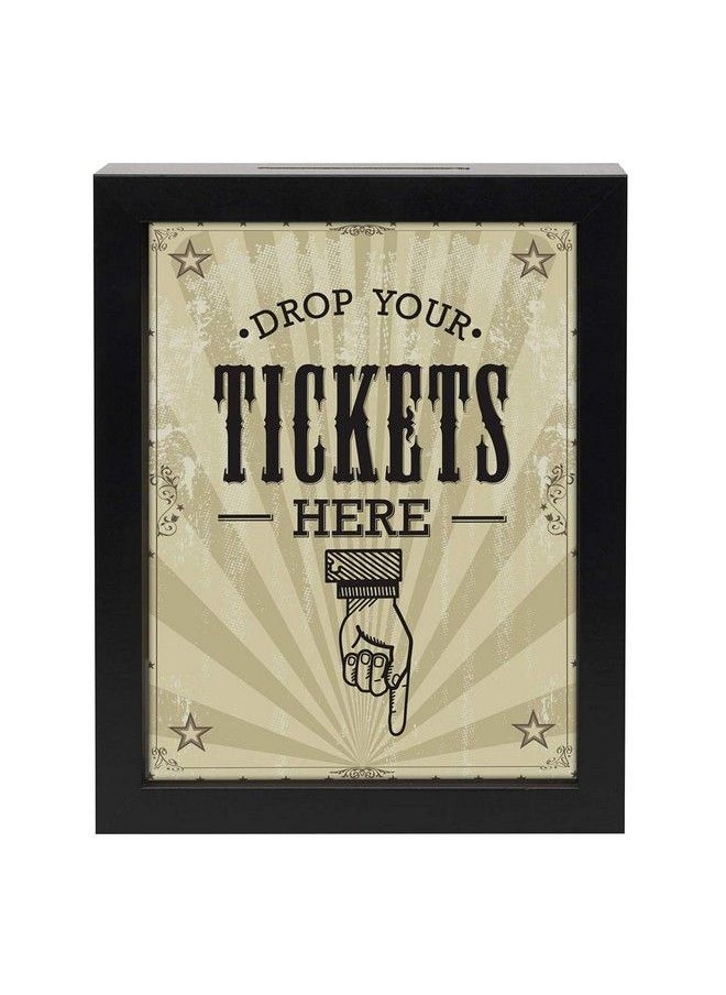 Americanflat - 7X9" Drop Your Tickets Here' Decorative Memento Memory Ticket Shadowbox Frame With Toploading Slot For Sports Concert Movie Stub Travel Keepsake. Polished Glass Front Black - Image 1