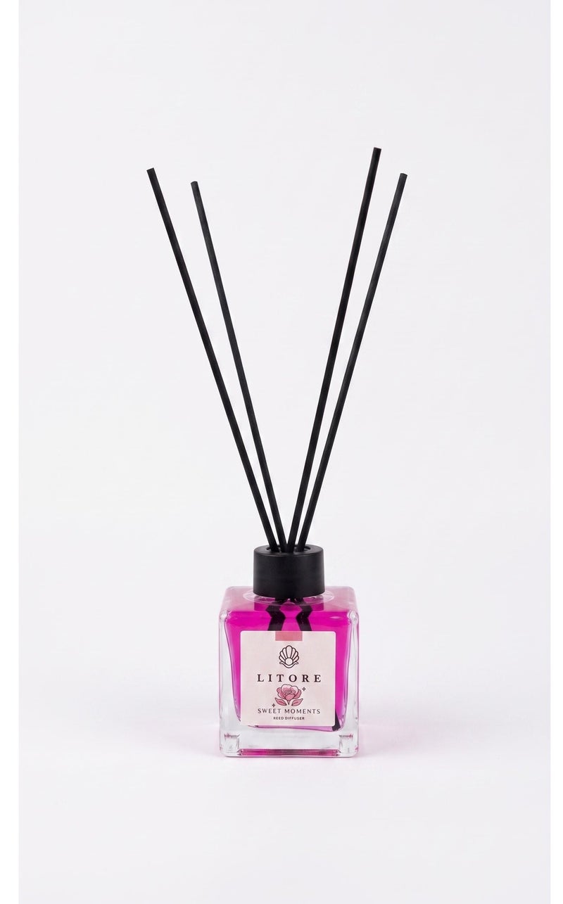 لتور ليتوري معطر منزلي بعيدان القصب - عطر Sweet Moments، سعة 100 مل | عطر منزلي يدوم طويلاً | فواحة أنيقة للمنزل والمكتب - Image 2