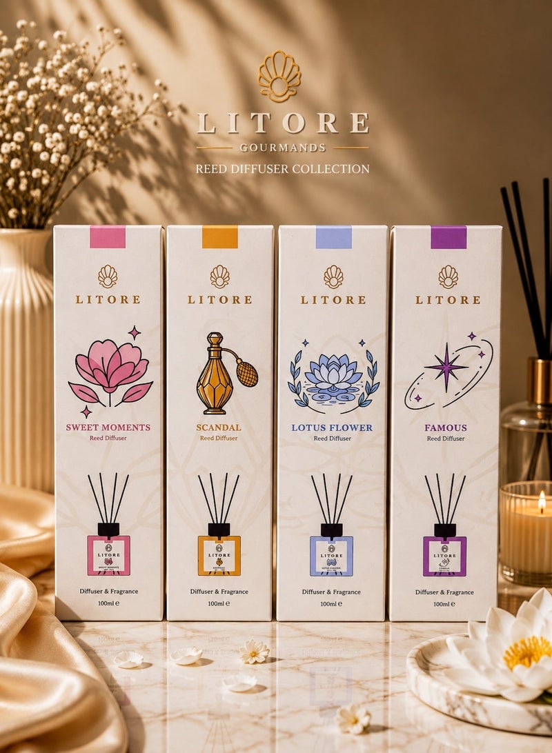لتور ليتوري معطر منزلي بعيدان القصب - عطر Sweet Moments، سعة 100 مل | عطر منزلي يدوم طويلاً | فواحة أنيقة للمنزل والمكتب - Image 4