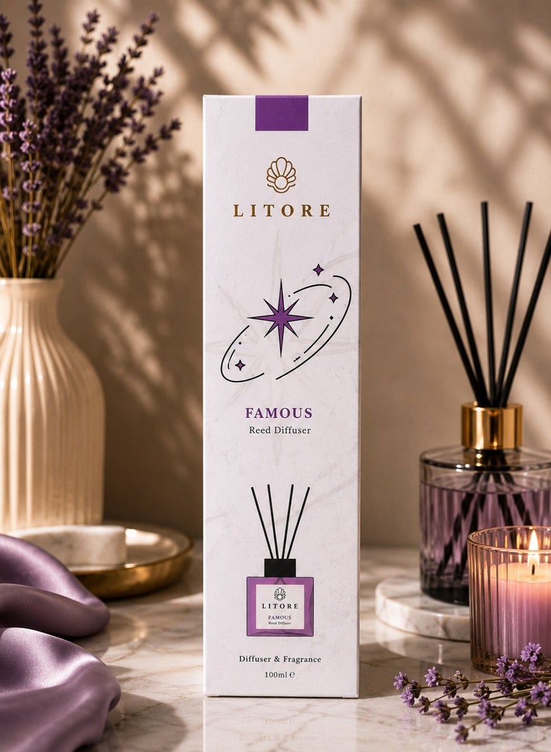 لتور ليتوري معطر منزلي بعيدان القصب - عطر Sweet Moments، سعة 100 مل | عطر منزلي يدوم طويلاً | فواحة أنيقة للمنزل والمكتب - Image 3