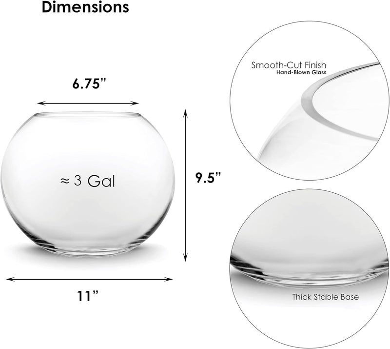 CYS EXCEL Large Bubble (H-10.5" W-12, Approx. 4 Gal.) | Multiple Size Choices Fish Glass Round Bowl Terrarium | Globe Flower Vase Centerpiece, Clear - Image 2