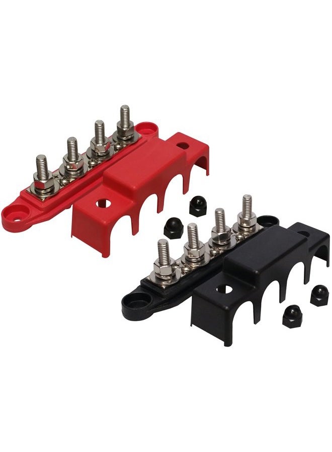 JQuad (Red & Black) 5/16" 4 Stud Power Distribution Block -BUSBAR- with Cover - Made in The USA - Image 2