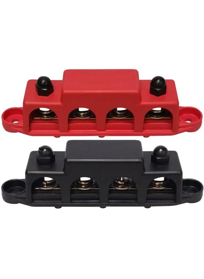 JQuad (Red & Black) 5/16" 4 Stud Power Distribution Block -BUSBAR- with Cover - Made in The USA - Image 3