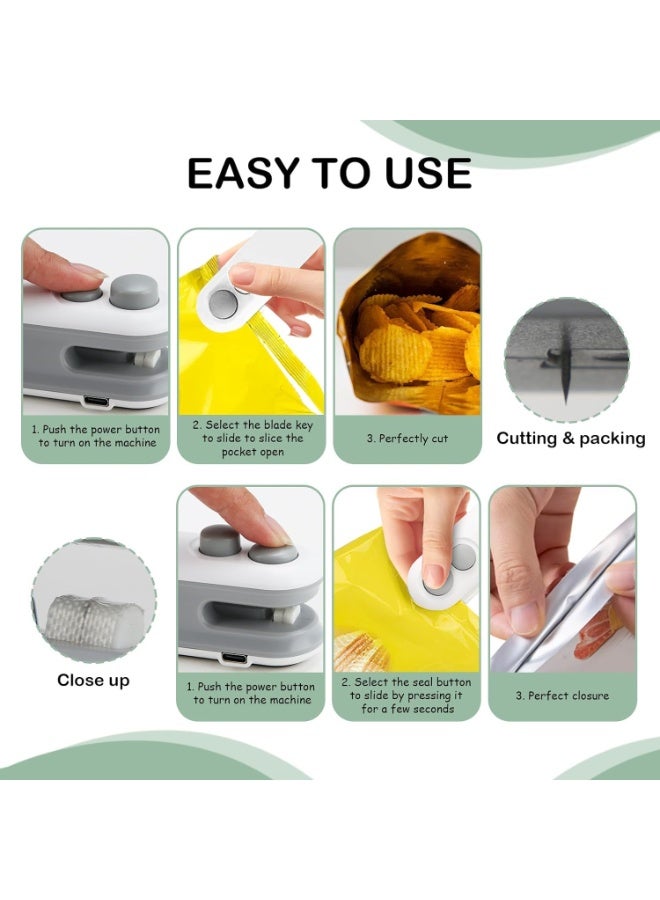 Mini Bag Sealer with Cutter, Type C Rechargeable Handheld Heat Sealer for Snacks - Image 2