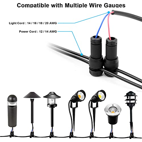 iCreating 22Pack Low Voltage Waterproof Replacement Landscape Light Cable Connector 12-20 Gauge Wire Connectors for Landscape Lighting Path Lights - Image 3