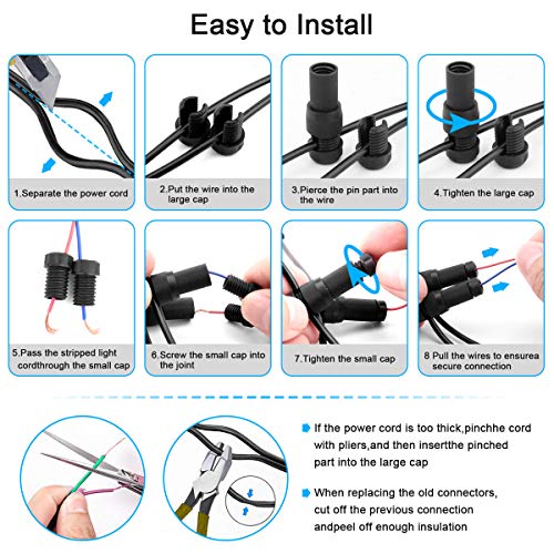 iCreating 22Pack Low Voltage Waterproof Replacement Landscape Light Cable Connector 12-20 Gauge Wire Connectors for Landscape Lighting Path Lights - Image 4