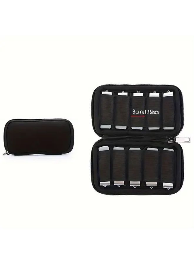 1pc USB Flash Drive Organizer Case 10 Compartment Shockproof Cover Black Portable Box - Image 3