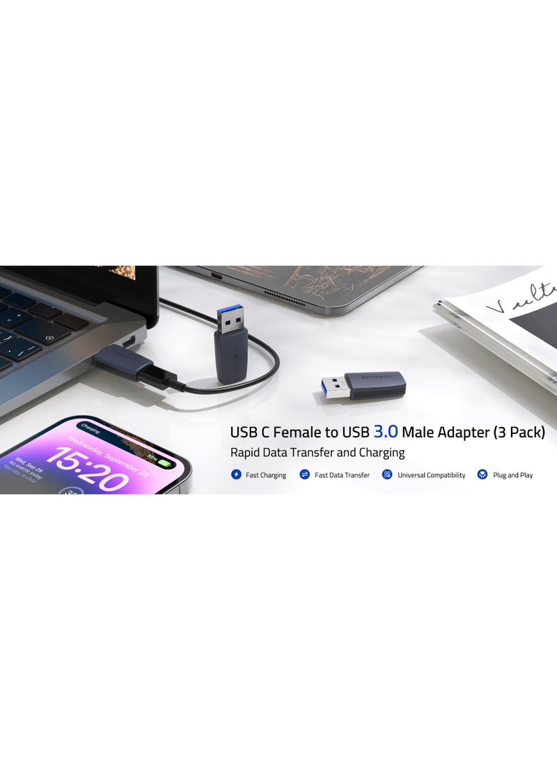 سينتيك مجموعة محولات Syntech (3 قطع) من USB-C أنثى إلى USB 3.0 ذكر - متوافقة مع شواحن وكيبلات تايب C لأجهزة iPhone 15/iPad Pro/Samsung S23/Apple Watch/CarPlay وغيرها - Image 3
