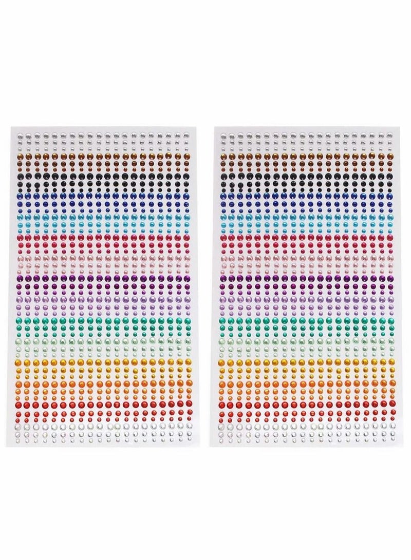 نيبمينينت 1800 Pcs Rhinestone Stickers, 3mm 4mm 5mm Colorful Self-Adhesive Rhinestones Round Crystal Gems Art Stickers for Face Decoration Diy Crafts Nail Phone Case (2 Sheet) - Image 1
