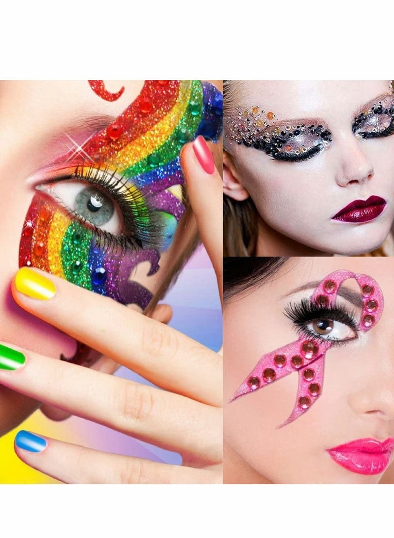 نيبمينينت 1800 Pcs Rhinestone Stickers, 3mm 4mm 5mm Colorful Self-Adhesive Rhinestones Round Crystal Gems Art Stickers for Face Decoration Diy Crafts Nail Phone Case (2 Sheet) - Image 4