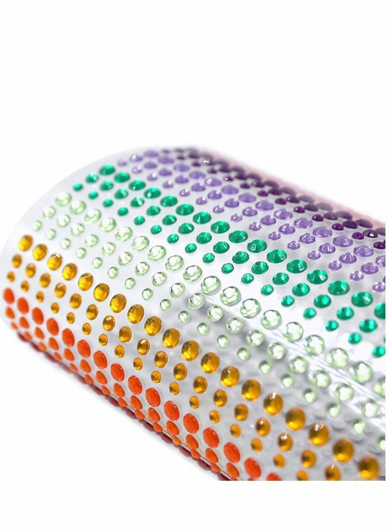 نيبمينينت 1800 Pcs Rhinestone Stickers, 3mm 4mm 5mm Colorful Self-Adhesive Rhinestones Round Crystal Gems Art Stickers for Face Decoration Diy Crafts Nail Phone Case (2 Sheet) - Image 2