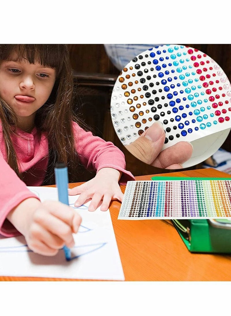 نيبمينينت 1800 Pcs Rhinestone Stickers, 3mm 4mm 5mm Colorful Self-Adhesive Rhinestones Round Crystal Gems Art Stickers for Face Decoration Diy Crafts Nail Phone Case (2 Sheet) - Image 5