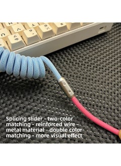 Generic Car RGB Gradient Luminous Fishing Net Braided Spring Wire For Iphone 15/16carplay Data Charging Line-Color:Usb Supports 6-14 Slow Charging For Iphone 12w-Model:Fishing Net Braided Line [purple + Girly Pink] Silver Bee Net Luminous Shell  - Image 5