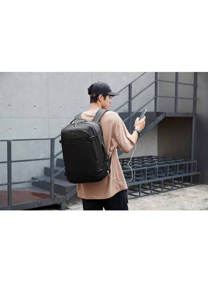 Rahala bags for men backpack for men bags for school laptop backpack - Expandable - for 15.6 inch - Water-resistant - with USB - RAL1920 Black  - Image 2