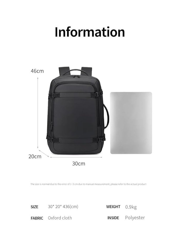 Rahala bags for men backpack for men bags for school laptop backpack - Expandable - for 15.6 inch - Water-resistant - with USB - RAL1920 Black  - Image 3