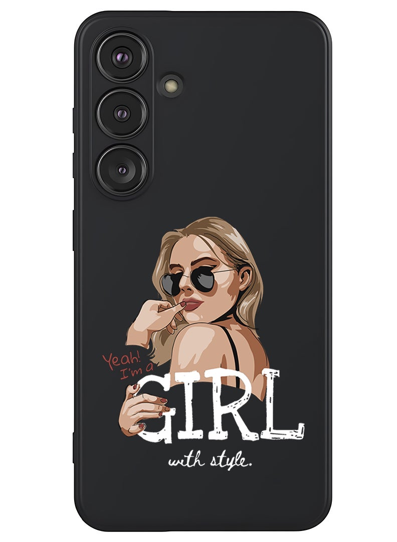 Theodor Protective Slim Fit Case Liquid Silicone Cover with Full Body Protection Anti-Scratch Shockproof Case For Samsung Galaxy S25 Plus (Black) - Girl with Style - White - Image 1