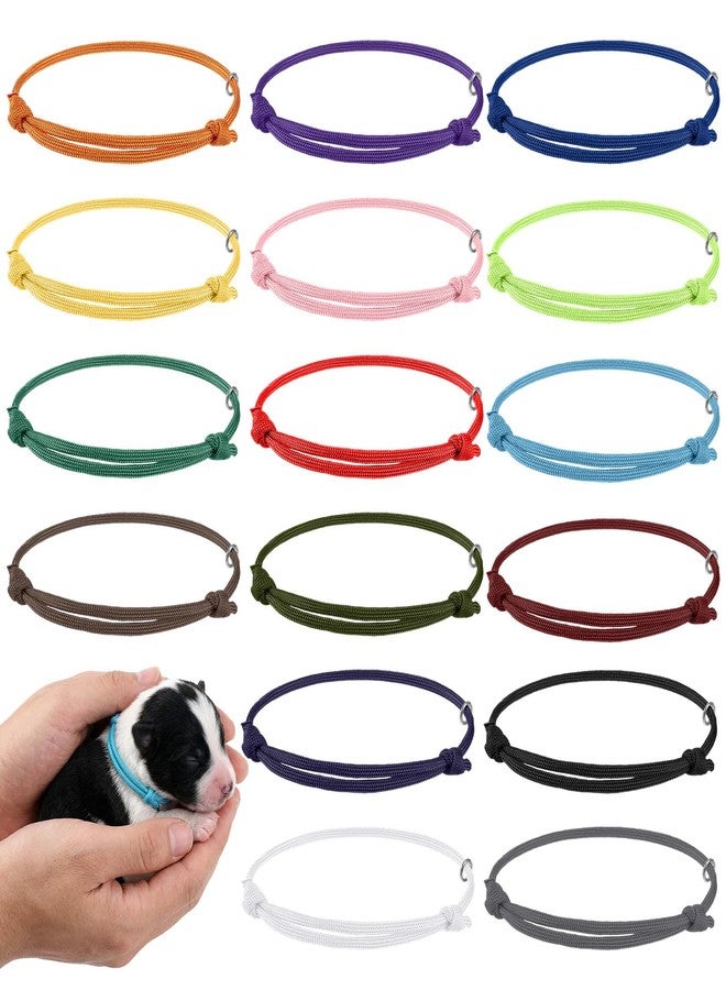Bremorou Stretchy Puppy Collars for Litter 16 Pcs Multi Coloured Whelping Collars Identification Bands Adjustable Puppy Id Bands for Newborn Puppies and Kittens Pet Dog Cat - Image 1