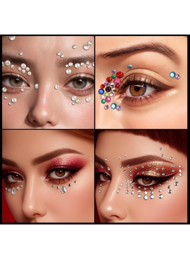 Self Adhesive Face Gems and Pearls for Makeup, Festival Jewels, Hair Gems, Rhinestone Stickers, Not Irritate Your Skin, Easy to Use, for Face, Eye, Makeup, Nail, Body, Crafts - Image 3