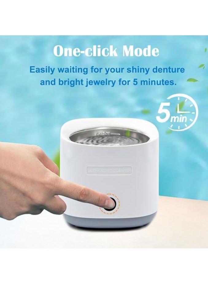 AROAQ Ultrasonic Cleaner 30W 42KHz Ultrasonic Cleaner Machine for Denture Retainer Mouth Guard Whitening Tray Toothbrush Head with 180ml SUS304 Tank&Transparent Lid for Jewelry Rings Coins - Image 4