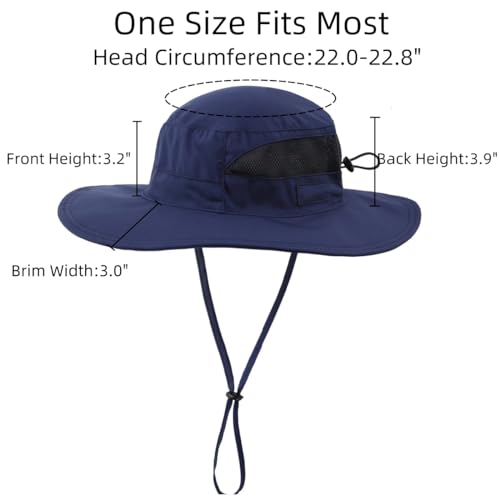 Connectyle Womens Outdoor Mesh Boonie Sun Hat Summer Wide Brim UV Protection Fishing Hat Safari Cap Navy Blue - Image 3