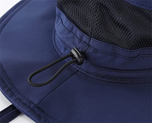 Connectyle Womens Outdoor Mesh Boonie Sun Hat Summer Wide Brim UV Protection Fishing Hat Safari Cap Navy Blue - Image 5