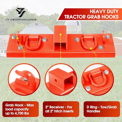 JY PERFORMANCE Tractor Grab Hooks Compact Tractor Bucket Hooks Bolt On Compatible with Kubota Tractor, Orange - Image 5