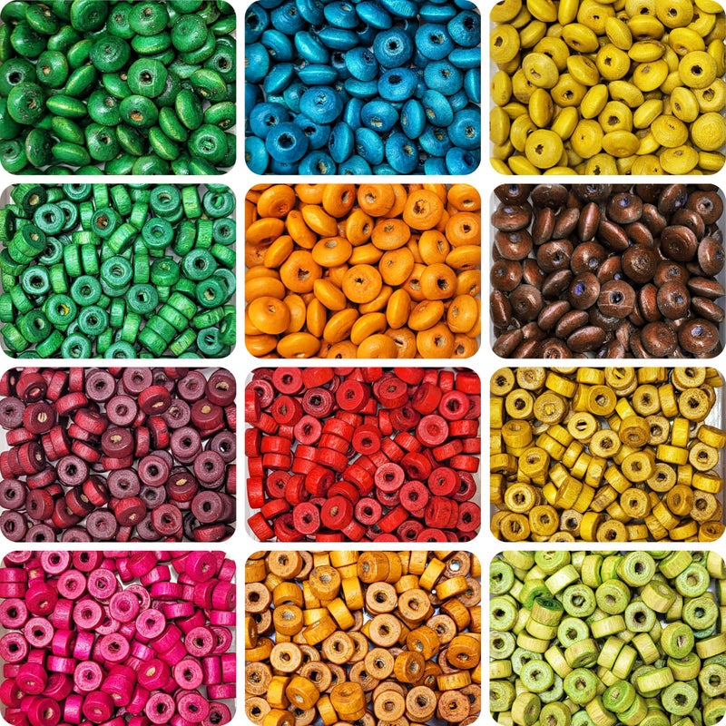 INDIKONB Wooden Beads Combo Set | Premium Natural Wood Beads for DIY Crafts, Jewelry Making | Multi-Shape & Size Wooden Beads Set (Multicolor) - Image 4