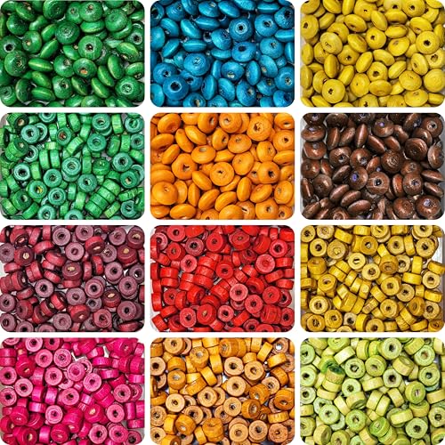 INDIKONB Wooden Beads Combo Set | Premium Natural Wood Beads for DIY Crafts, Jewelry Making | Multi-Shape & Size Wooden Beads Set (Multicolor) - Image 1
