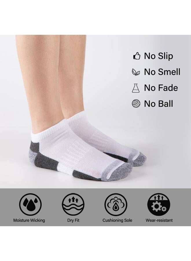 Comfoex 12 Pairs Boys Ankle Cushioned Socks Athletic Low Cut Sports Breathable Socks For Kids 4-6 6-8 8-10 10-12 Years Old, White 12 Pairs, 10-12 Years - Image 2