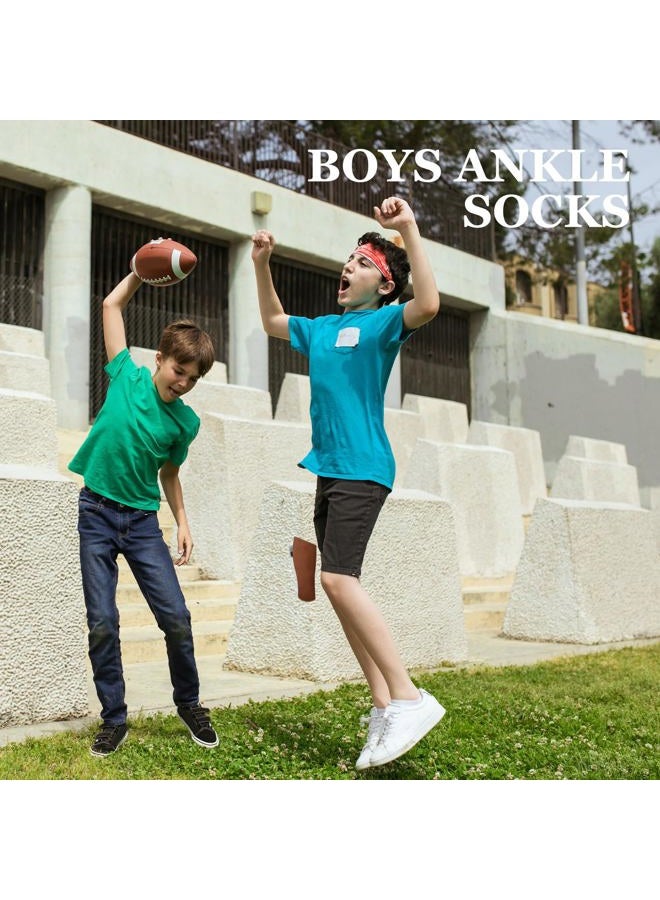 Comfoex 12 Pairs Boys Ankle Cushioned Socks Athletic Low Cut Sports Breathable Socks For Kids 4-6 6-8 8-10 10-12 Years Old, White 12 Pairs, 10-12 Years - Image 3