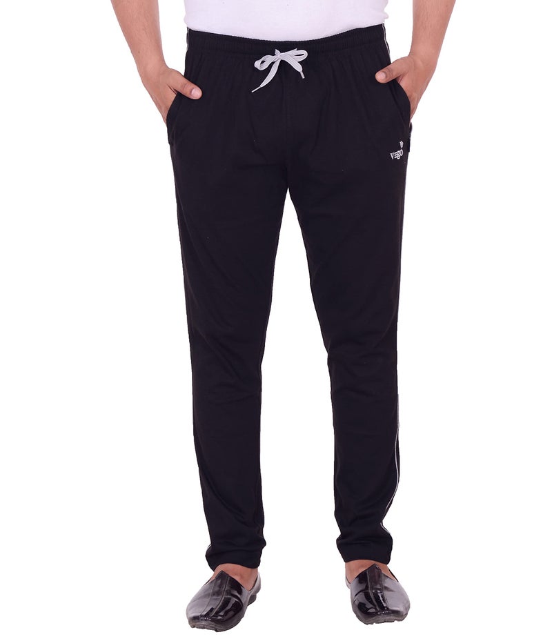 VEGO Men's Mid Rise Regular Fit Cotton Trackpants (111-BLACK-3XL_Black_3XL) - Image 1