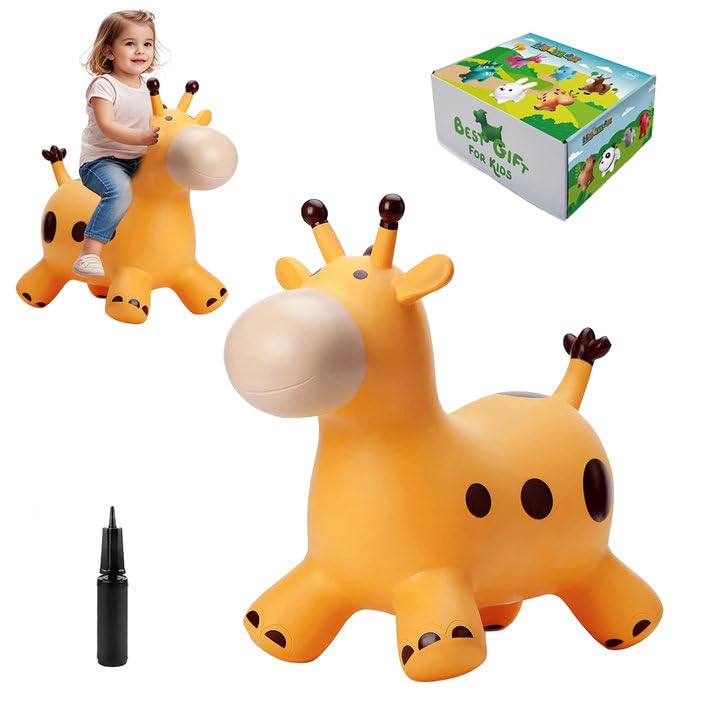 HotMax Bouncy Horse Inflatable Bouncing Animals Hopper for Toddlers or Kids Ride on Rubber Jumping Toys for Boy or Girl Birthday Gift Giraffe