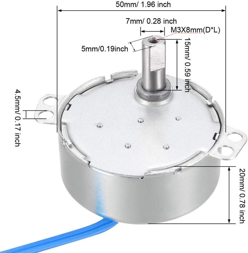 uxcell Synchronous Motor AC 100-127V 10-12RMP 50-60Hz 4W Double Flat Shaft CW/CCW - Image 3