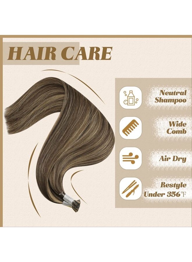 YoungSee I Tip Hair Extensions Real Human Hair Keratin Tip Hair Extensions Human Hair Dark Brown with Blonde Highlights Thick Hair Itip Hair Extensions Human Hair Fusion Extensions 20 Inch 1g/s 50g - Image 5