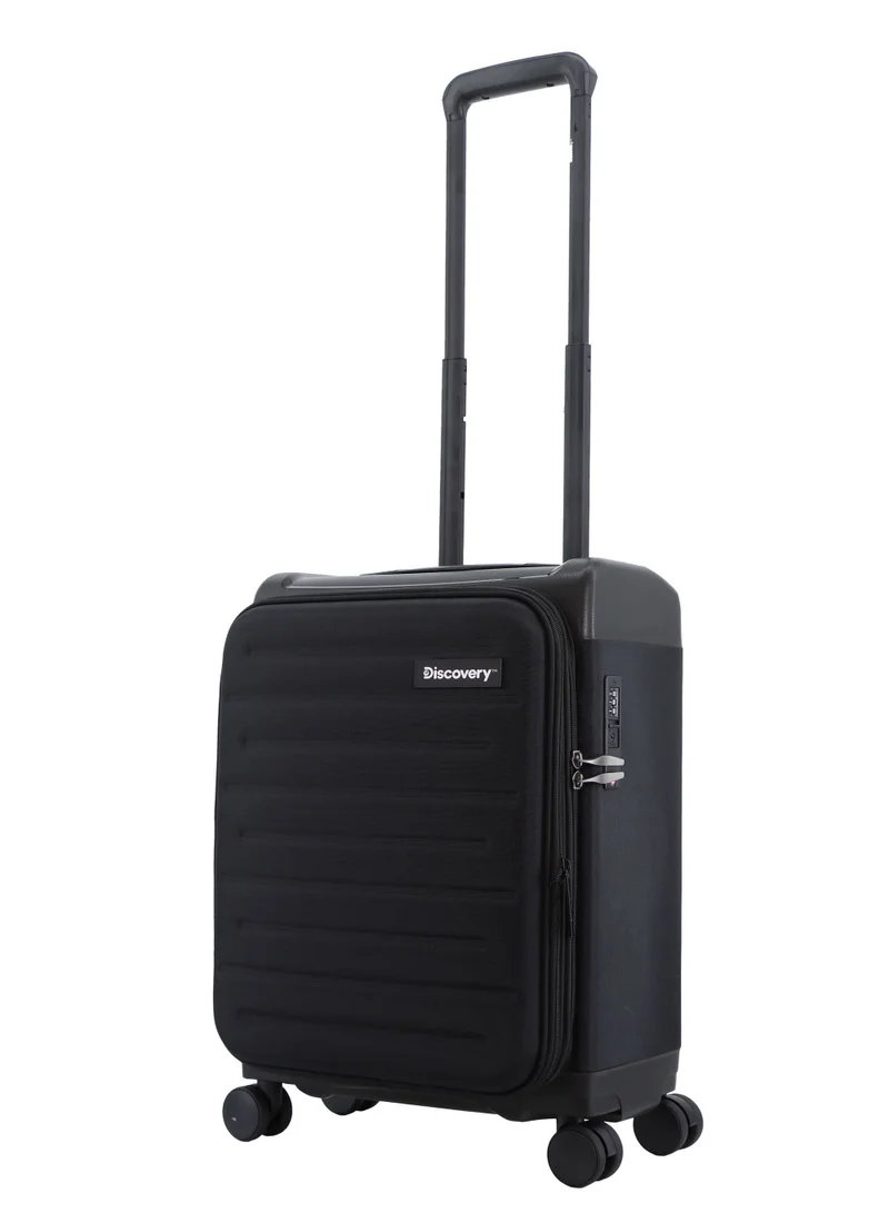 Discovery Discovery Motion PP and Polyester Small Cabin Carry-On Luggage Black, Durable Lightweight Unbreakable Suitcase, 4 Double Wheel With TSA Lock Trolley Bag (20 Inch).