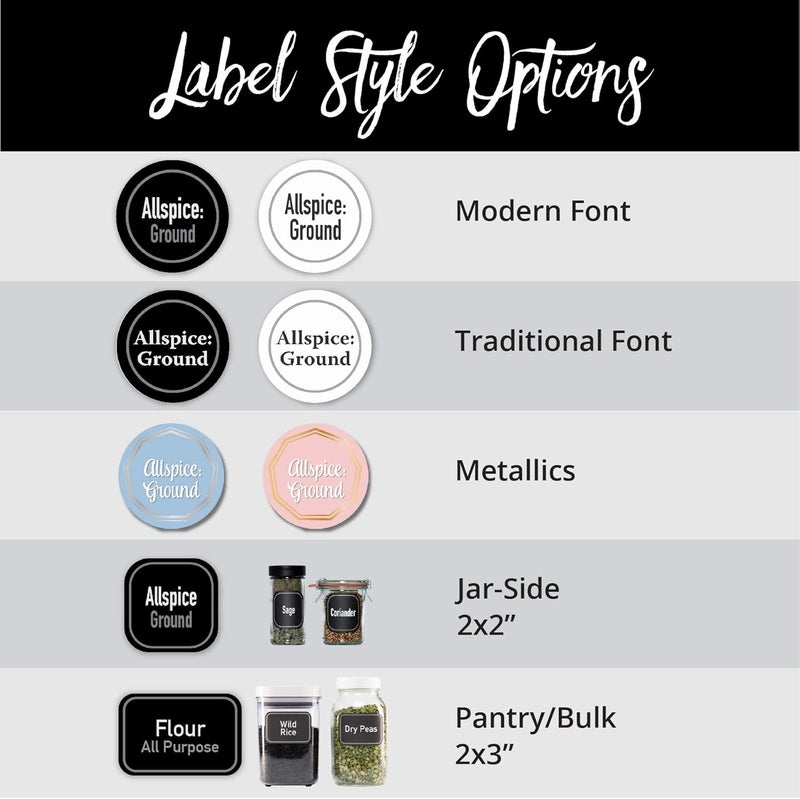 AllSpice Ultimate Spice label Set 525 Preprinted Water Resistant Round Spice Jar Labels Set 1.5" with Extra Fine White Paint Pen(Modern Black) - Image 3