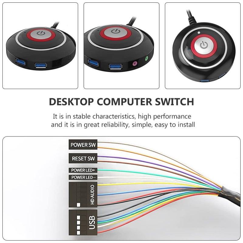 Black USB Extension Cable With Reset Button For Desktop Computer Power Supply - Image 4