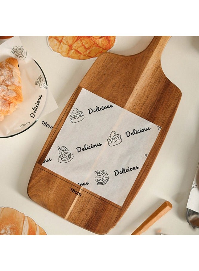 فاصولا 100 قطعة من اوراق الشمع للطعام، بطانات سلة، اوراق طعام النزهات، اوراق تغليف ديلي مقاومة للدهون، 18 × 18 CM - Image 2