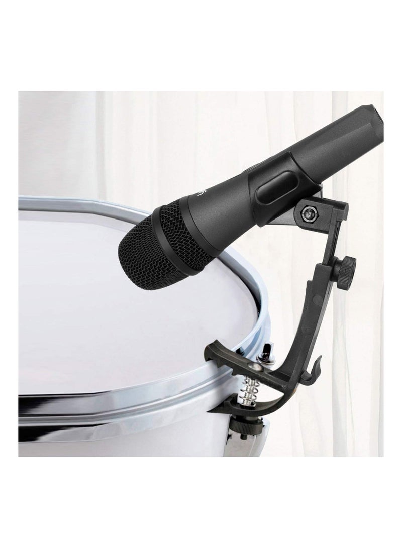 SOLARAE مشابك ميكروفون الطبول، حامل ميكروفون بلاستيكي قابل للتعديل ومضاد للصدمات، حامل مثبت على الحافة، نابض، مضاد للصدأ، صديق للبيئة، لأي ميكروفون محمول بثبات، 1 زوج (أسود) - Image 5