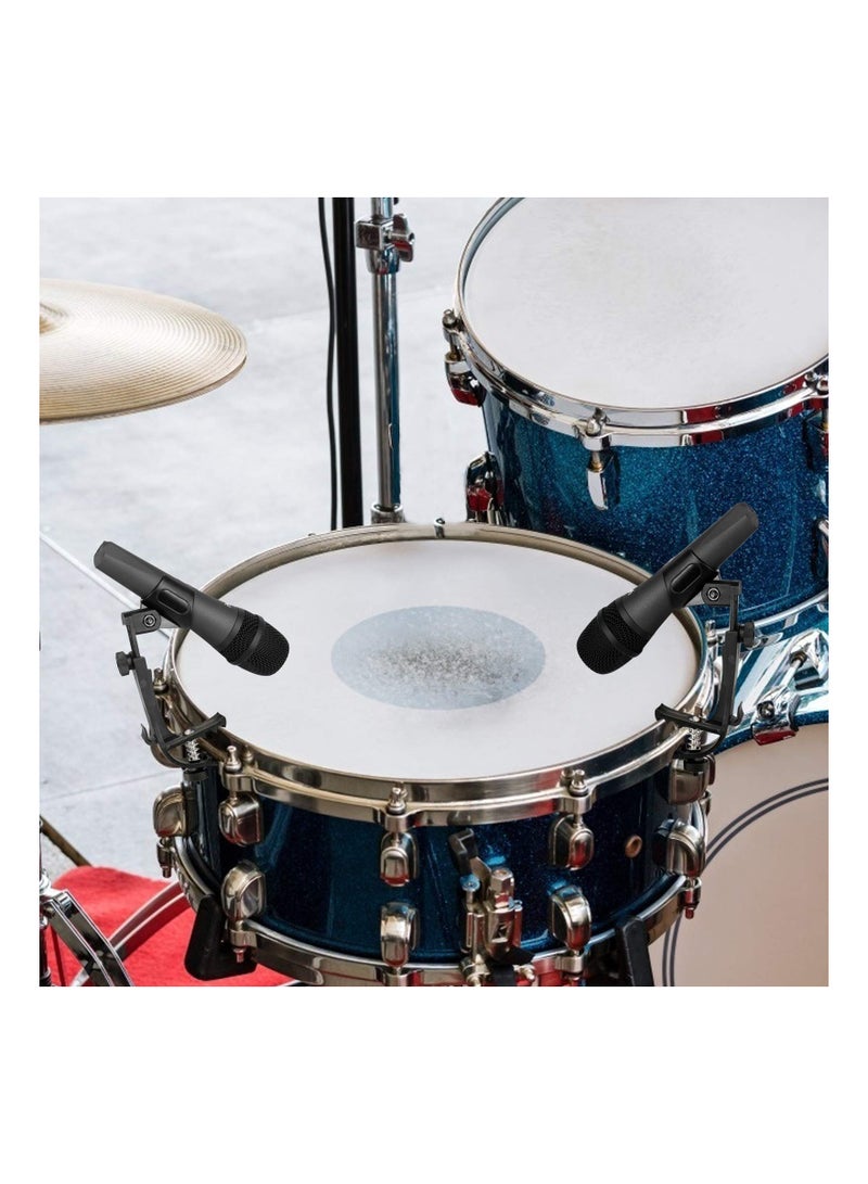 SOLARAE مشابك ميكروفون الطبول، حامل ميكروفون بلاستيكي قابل للتعديل ومضاد للصدمات، حامل مثبت على الحافة، نابض، مضاد للصدأ، صديق للبيئة، لأي ميكروفون محمول بثبات، 1 زوج (أسود) - Image 4