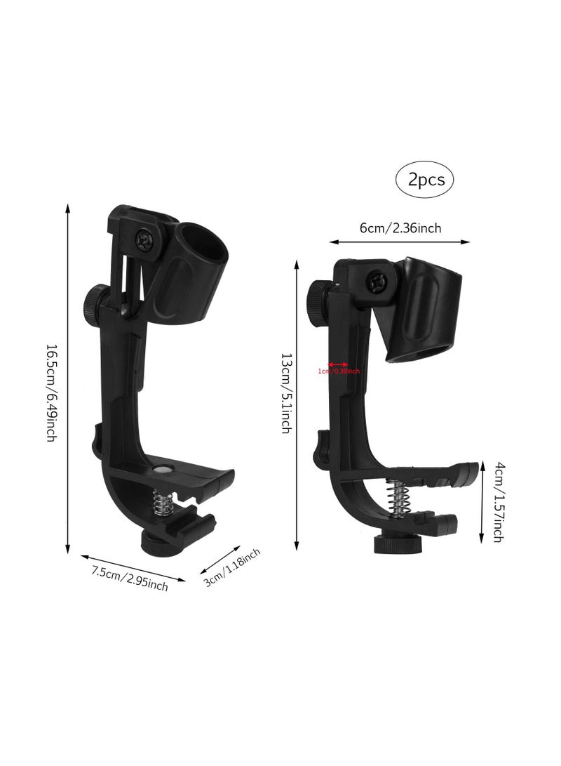 SOLARAE مشابك ميكروفون الطبول، حامل ميكروفون بلاستيكي قابل للتعديل ومضاد للصدمات، حامل مثبت على الحافة، نابض، مضاد للصدأ، صديق للبيئة، لأي ميكروفون محمول بثبات، 1 زوج (أسود) - Image 3