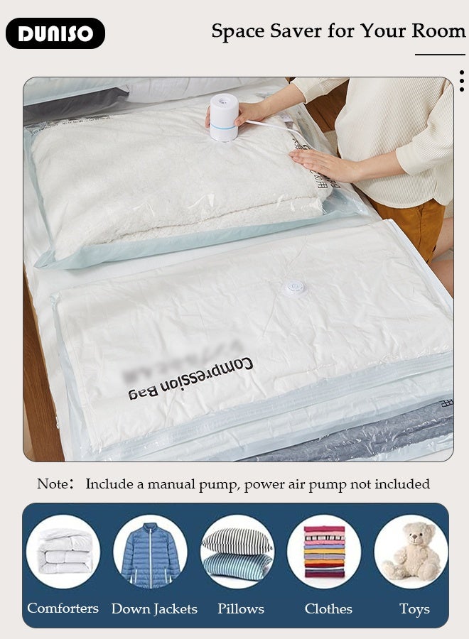 DUNISO 5 Pack Vacuum Storage Bags Reusable Vacuum Seal Storage Bags with Compression Bags Pump Space Saver Bags Home Packing Organizers for Blankets, Comforters, Pillows, Clothes Storage（100*80cm） - Image 3