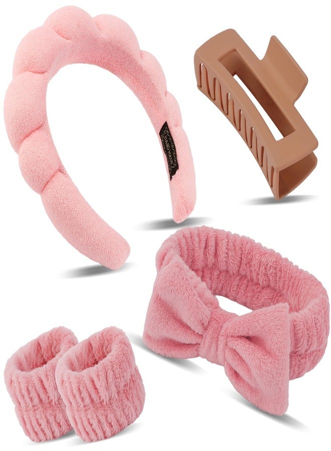 Canitor Spa Wrist Bands Set with Hair Clips Skincare Headband for Washing Face, Puffy Makeup, Preppy Teen Girl Gifts, Cute Trendy Stuff, Hair Accessories for Women - Image 1