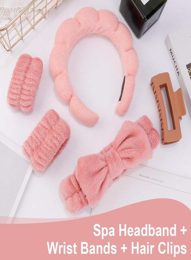 Canitor Spa Wrist Bands Set with Hair Clips Skincare Headband for Washing Face, Puffy Makeup, Preppy Teen Girl Gifts, Cute Trendy Stuff, Hair Accessories for Women - Image 3