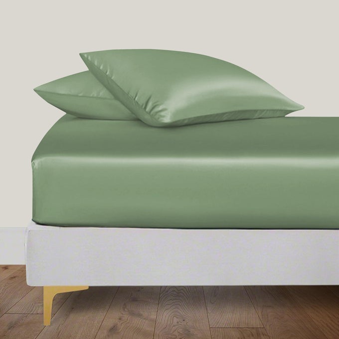 FITTED SHEET ONLY VISCOSE DERIVED FROM BAMBOO BOTTOM SHEET FOR QUEEN SIZE BED 16 DEEP POCKET ALL AROUND SNUG FIT COOLING BREATHABLE SOFT HYPOALLERGENIC AVOCADO GREEN QUEEN