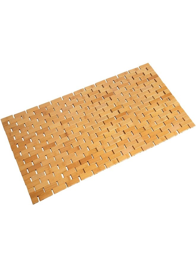 Fovlaurs Bath Mat Bathroom Runner Long Large Rugs Floor Wood Shower Bathtub Waterproof Non Slip Accessories 16x34 Inch Easy to Clean, Natural, 1 pc - Image 1